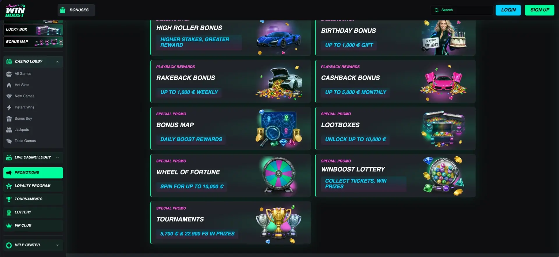 WinBoost special promotions and rewards